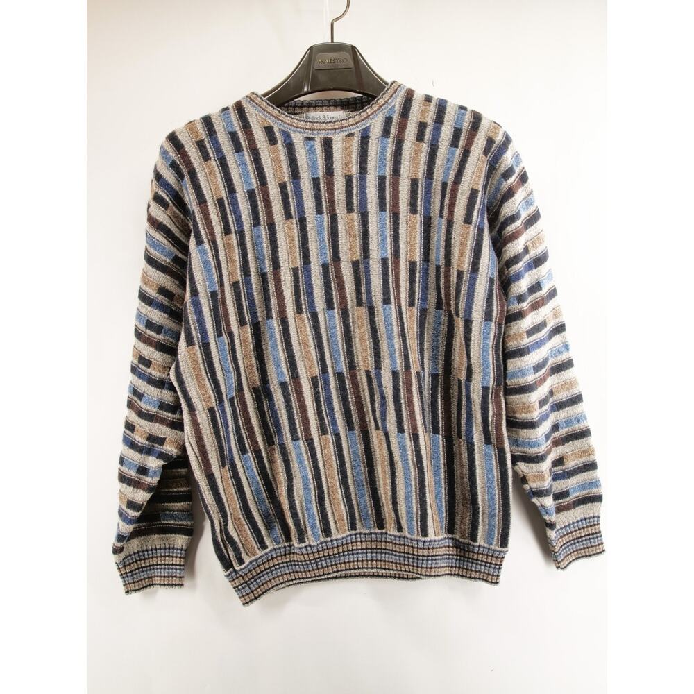 Vintage Bullock & Jones Wool Knit Sweater Mens Geometric Italy Large